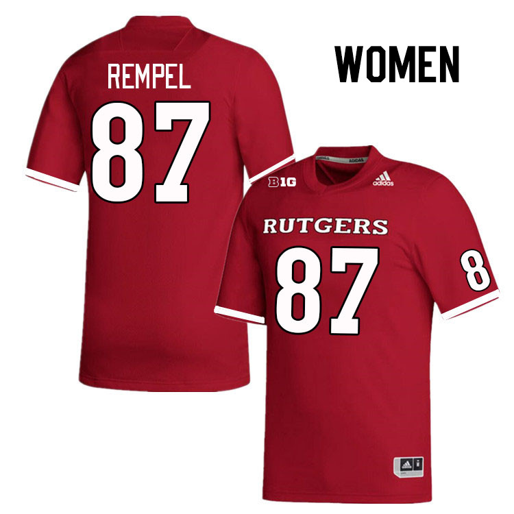 Women #87 Liam Rempel Rutgers Scarlet Knights College Football Jerseys Stitched Sale-Scarlet - Click Image to Close